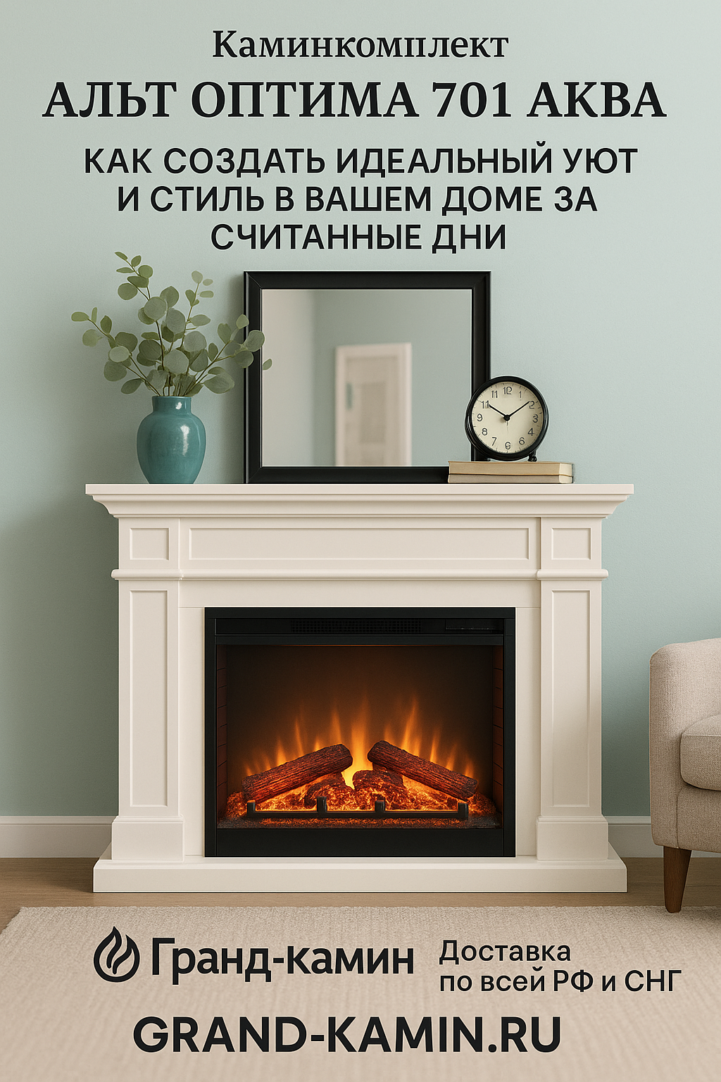 Каминокомплект Альт Оптима 701 АКВА Ш: как создать идеальный уют и стиль в вашем доме за считанные дни