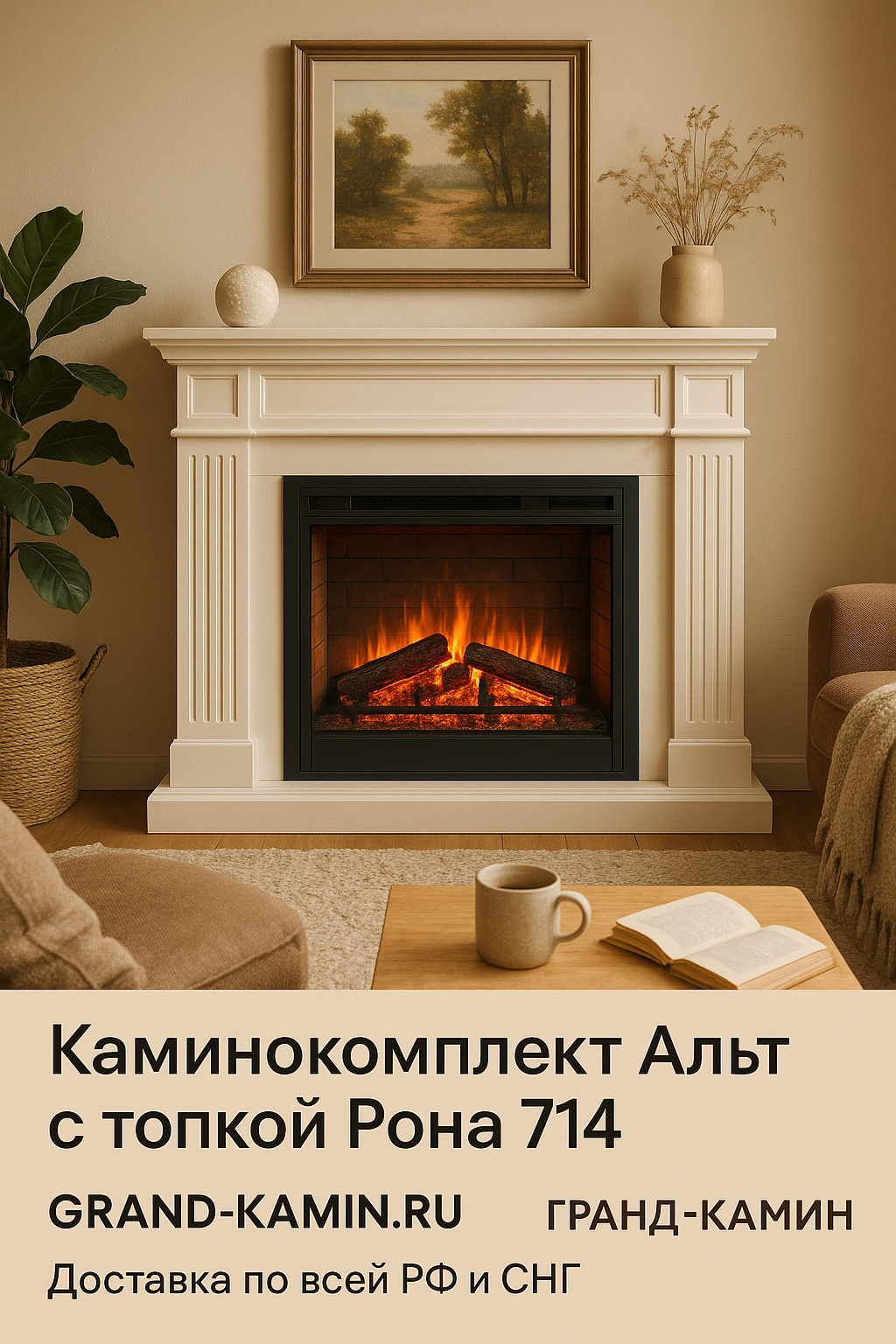 Каминокомплект Альт с топкой Рона 714 Ш: создайте уютный уголок вашего дома, который будет греть душу и наполнять атмосферу теплом