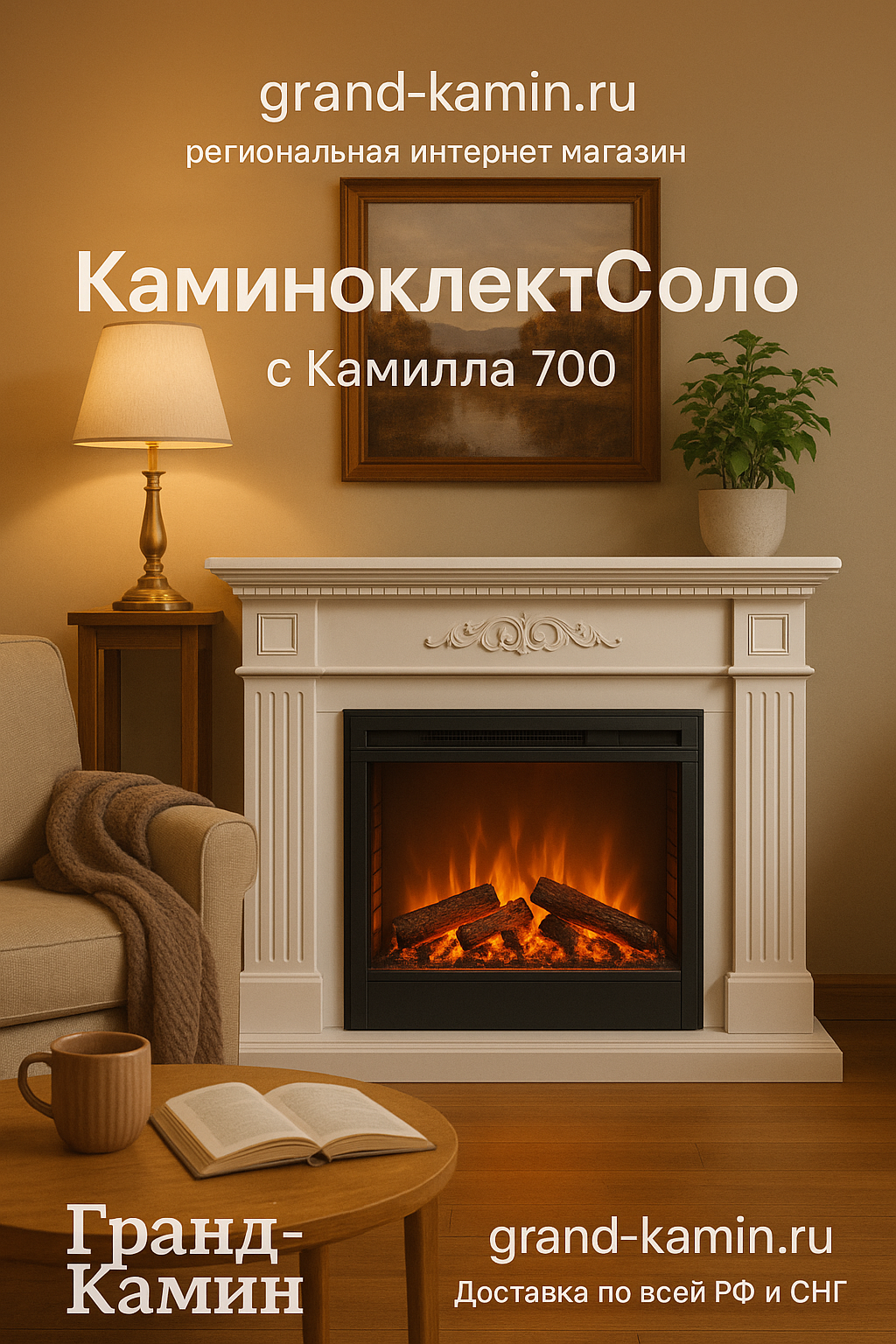 Каминокомплект Соло с топкой Камилла 700: создайте уютный дом с идеальным стилем и обогревом