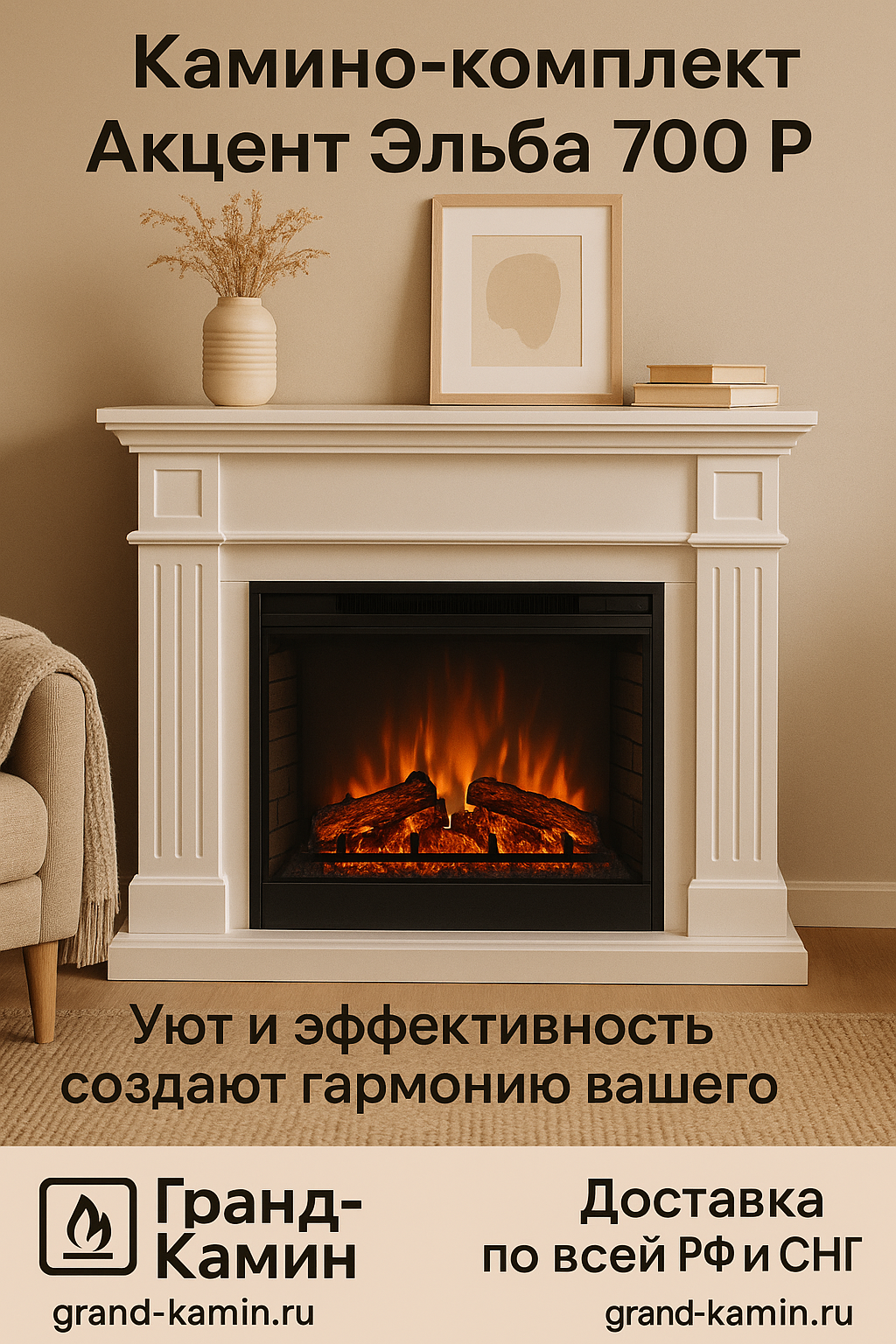 Каминокомплект Акцент Эльба 700 П: как уют и эффективность создают гармонию вашего дома