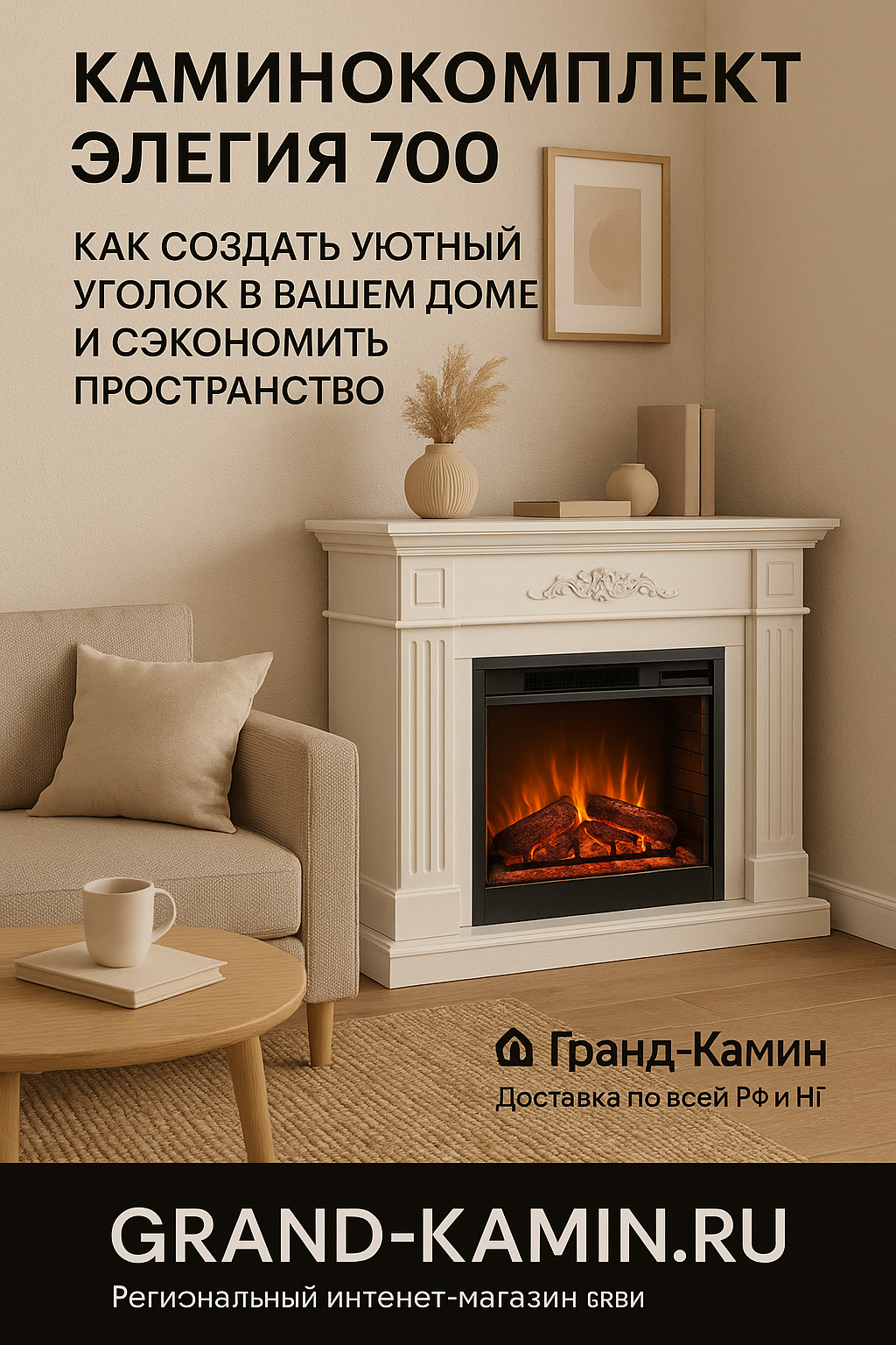 Каминокомплект Элегия 700: как создать уютный уголок в вашем доме и сэкономить пространство