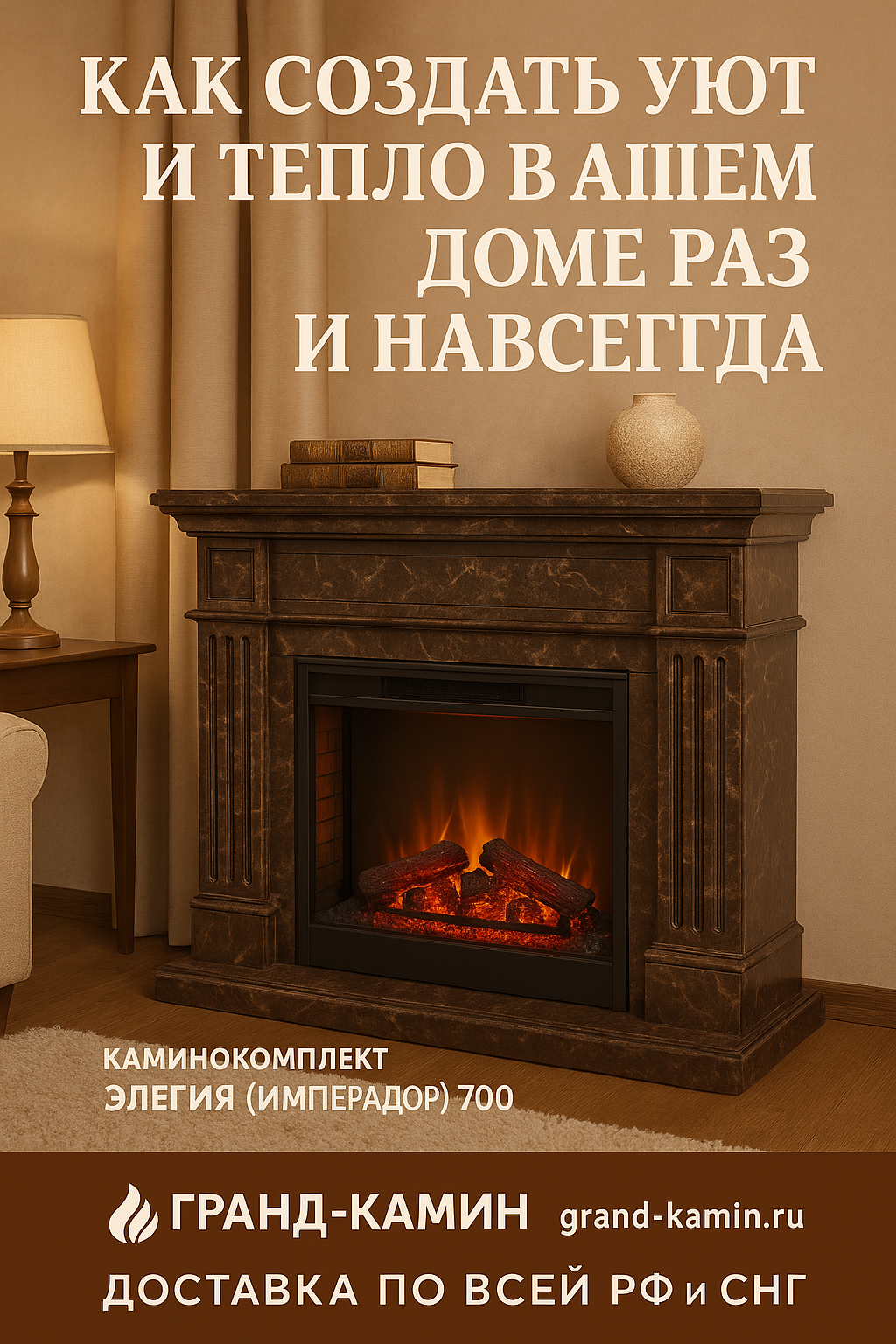 Каминокомплект Элегия (имперадор) 700: как создать уют и тепло в вашем доме раз и навсегда
