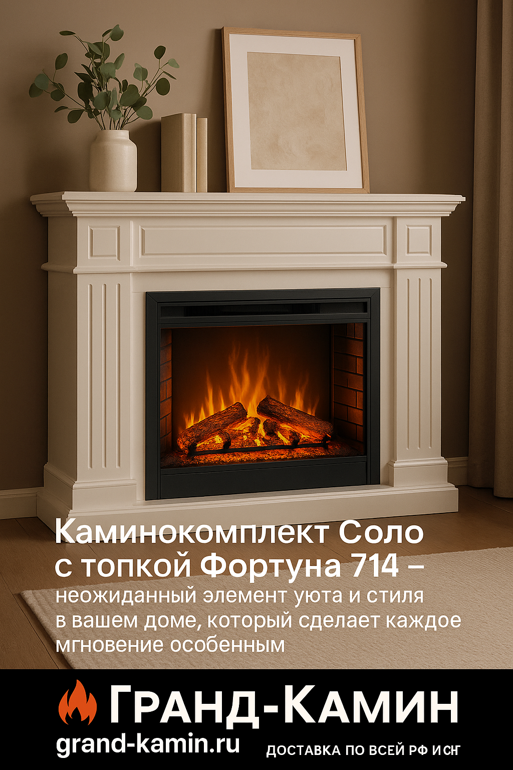 Каминокомплект Соло с топкой Фортуна 714 неожиданный элемент уюта и стиля в вашем доме который сделает каждое мгновение особенным