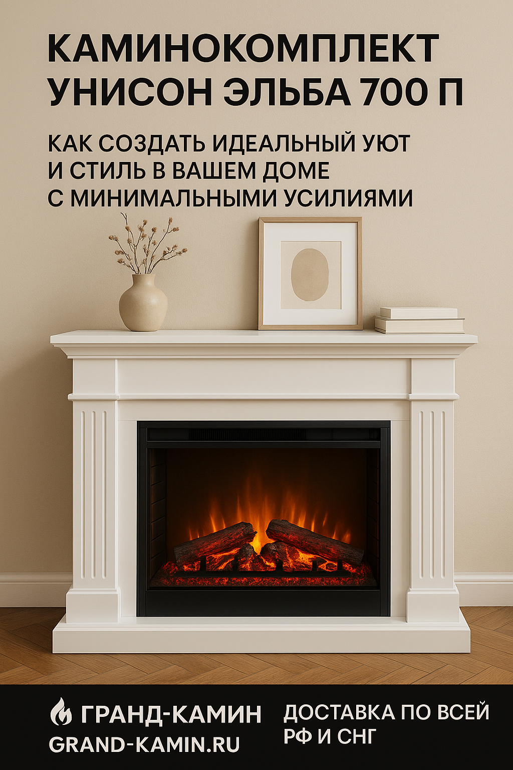 Каминокомплект Унисон Эльба 700 П: как создать идеальный уют и стиль в вашем доме с минимальными усилиями