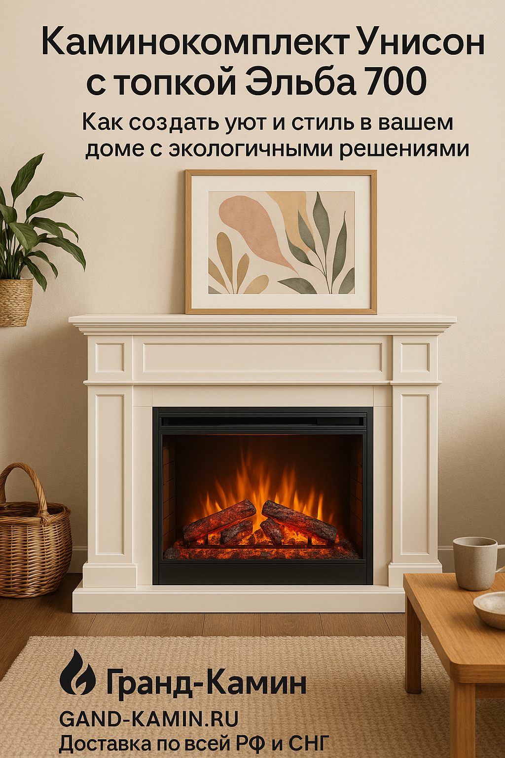 Каминокомплект Унисон с топкой Эльба 700 Ш: как создать уют и стиль в вашем доме с экологичными решениями