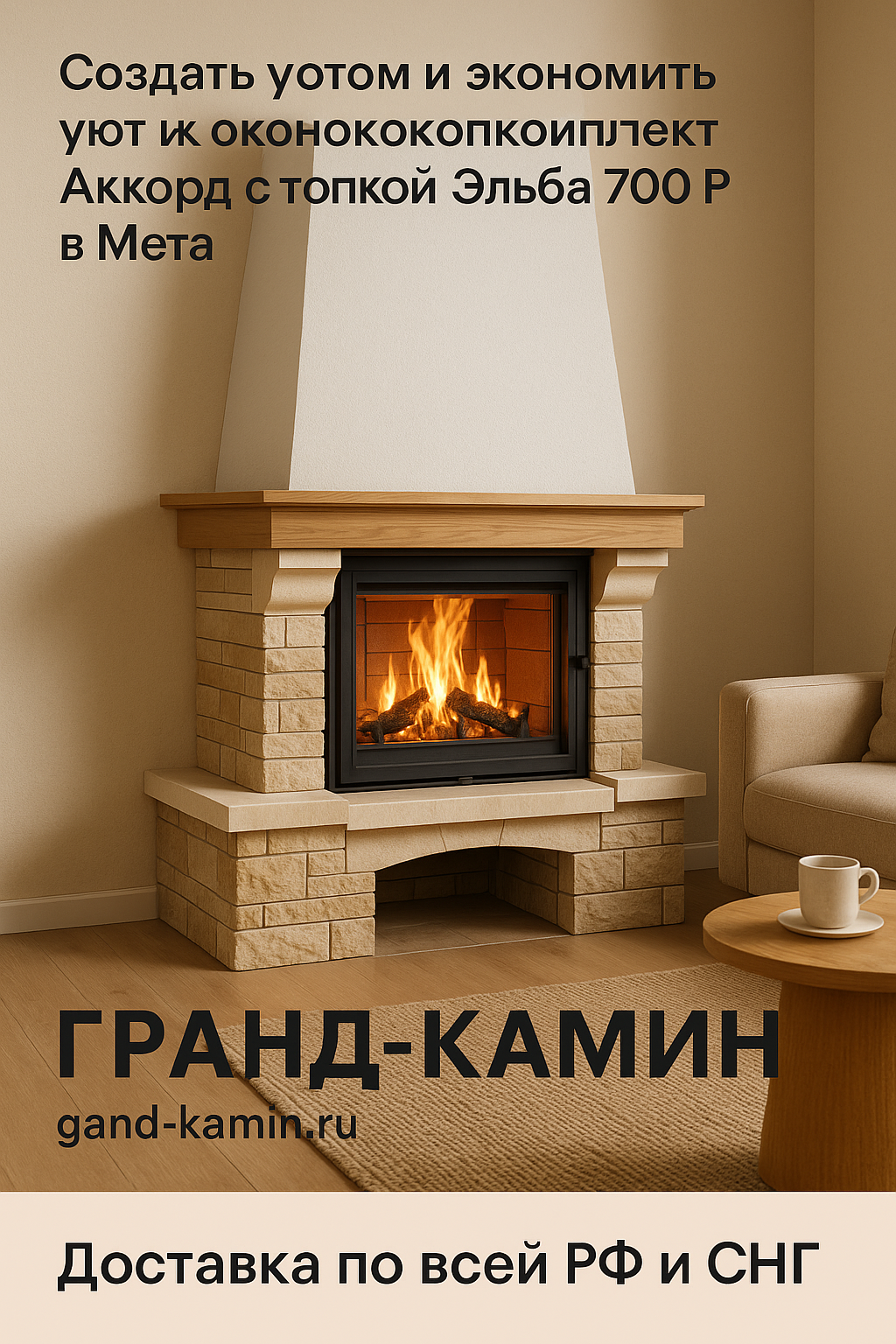 Как угловой каминокомплект Аккорд с топкой Эльба 700 П от Мета создает уют и экономит пространство в вашем доме