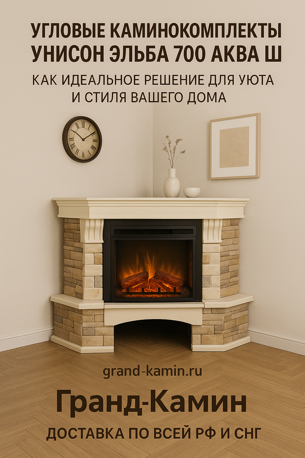 Угловые каминокомплекты Унисон Эльба 700 АКВА Ш как идеальное решение для уюта и стиля вашего дома