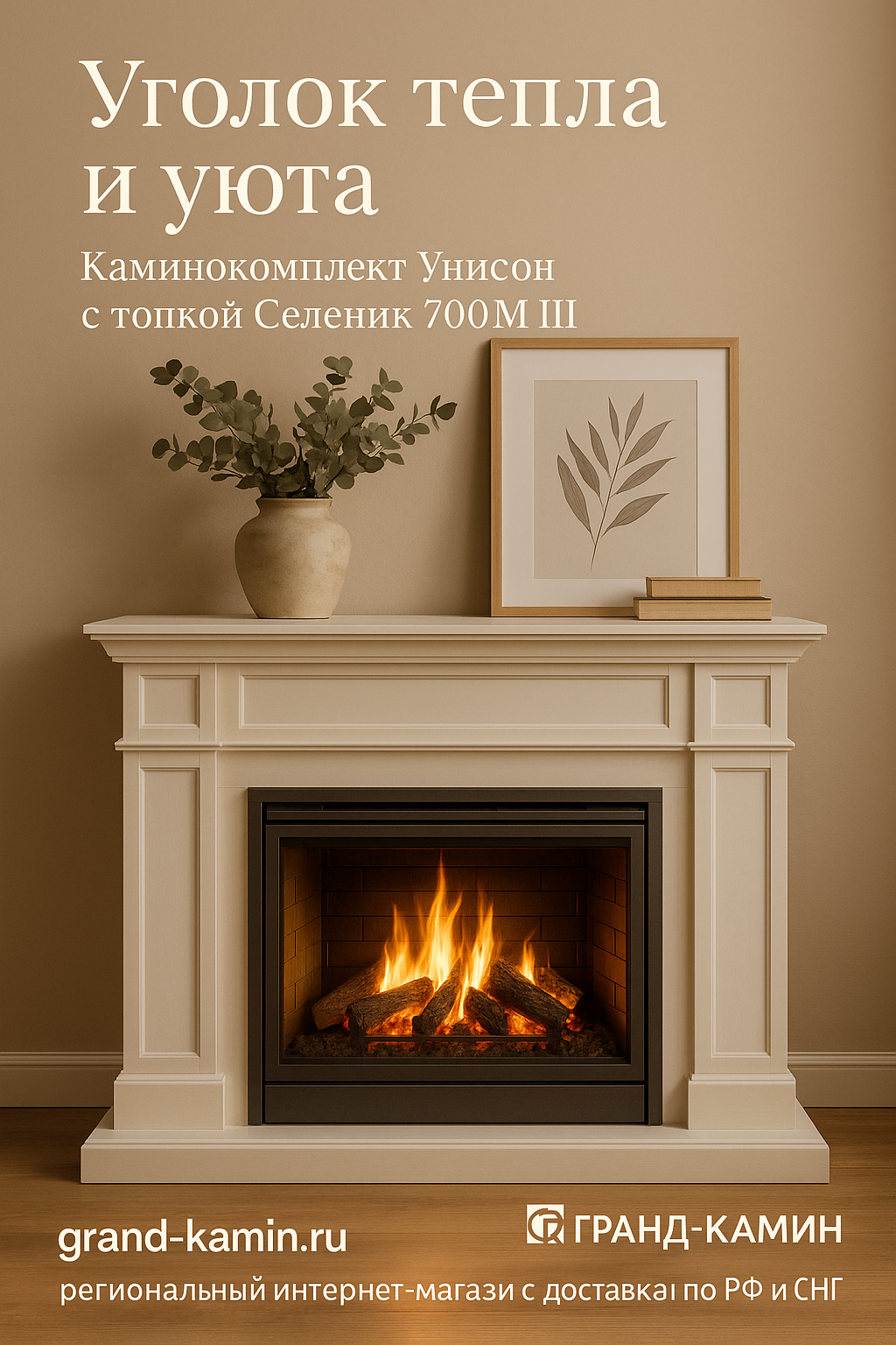 Уголок тепла и уюта: откройте для себя каминокомплект Унисон с топкой Селеник 700М Ш для идеального интерьера вашего дома