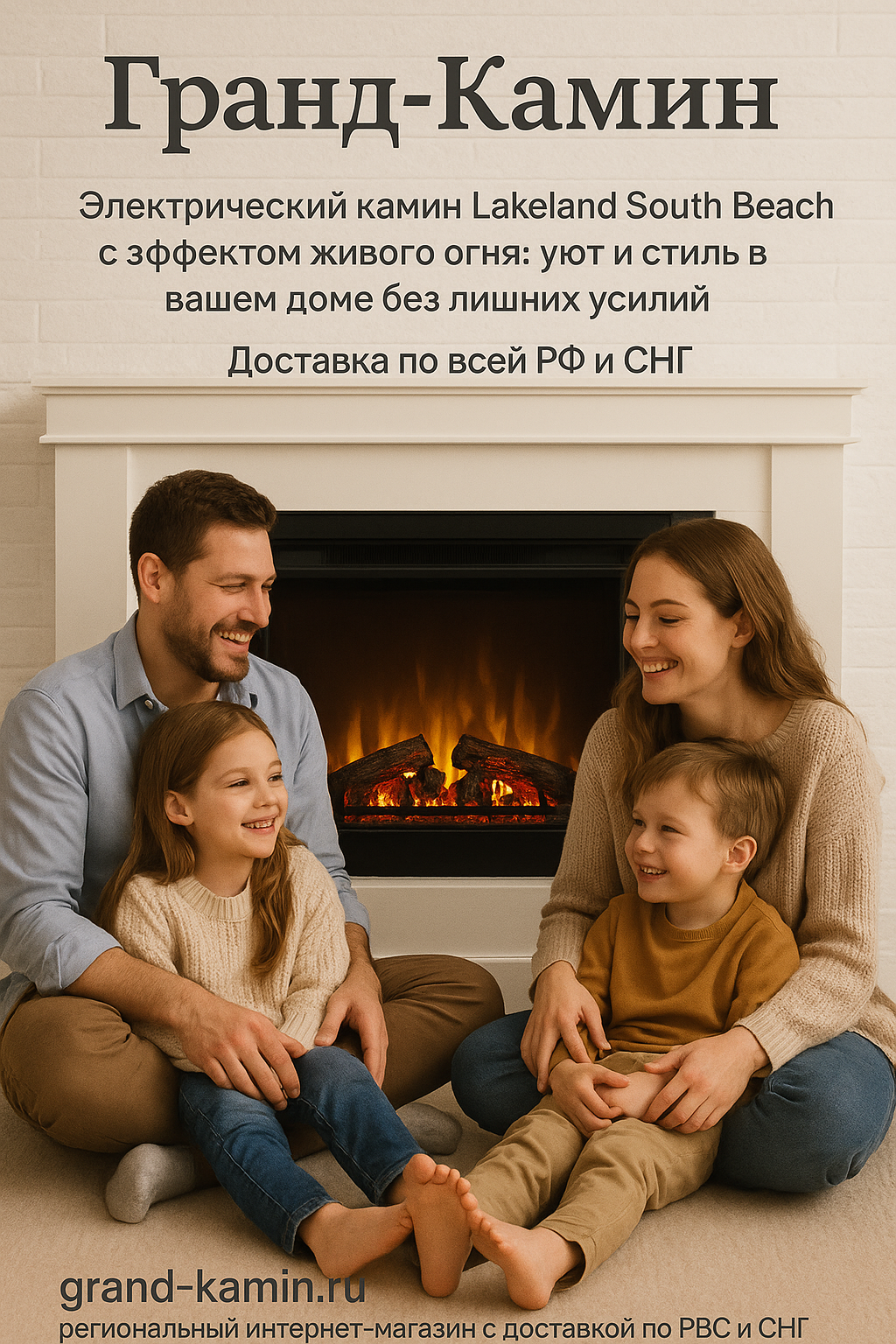 Электрический камин Lakeland South Beach с эффектом живого огня: уют и стиль в вашем доме без лишних усилий