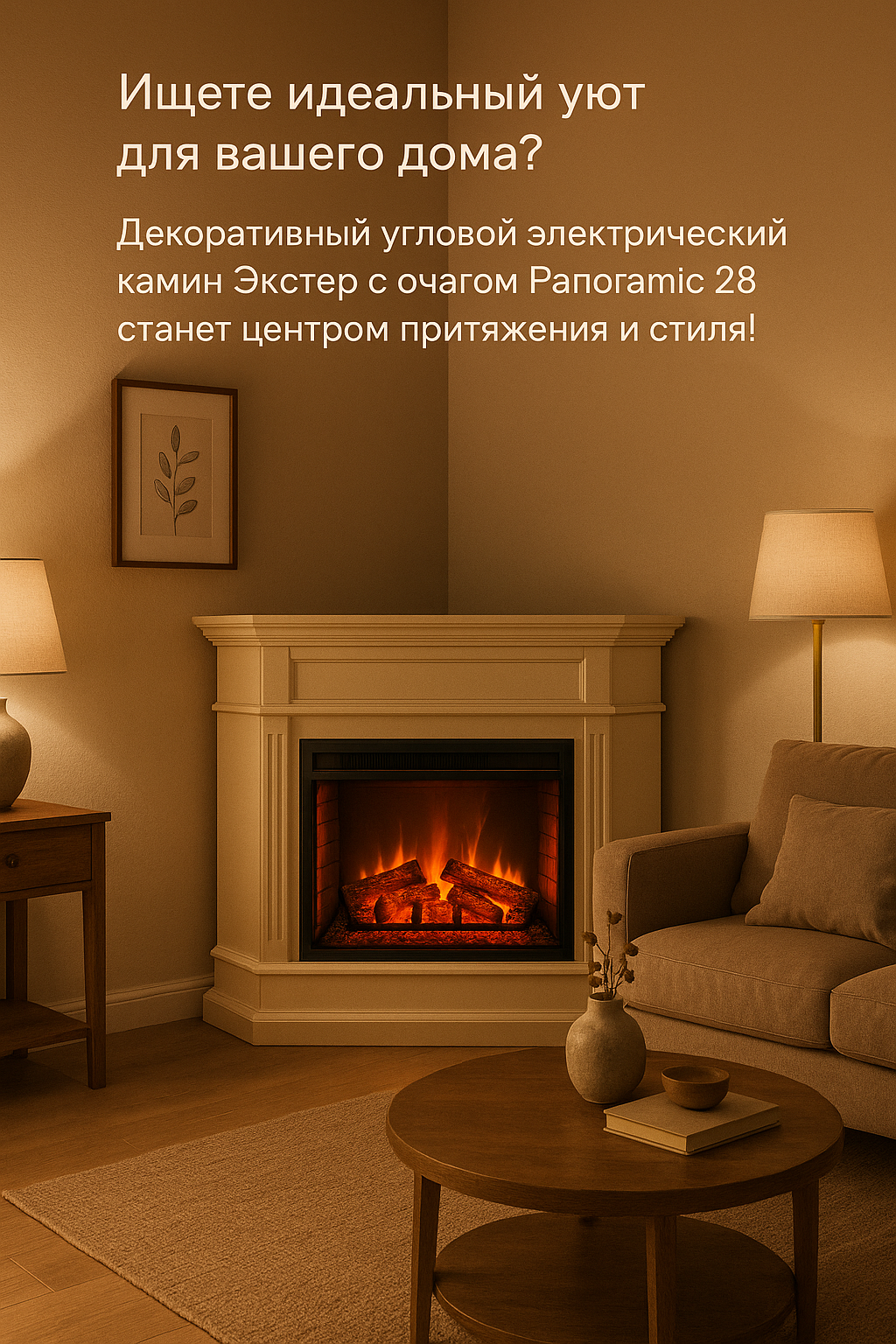 Как электрический камин Экстер с очагом Panoramic 28 преобразит ваш дом в уютный оазис стиля и комфорта