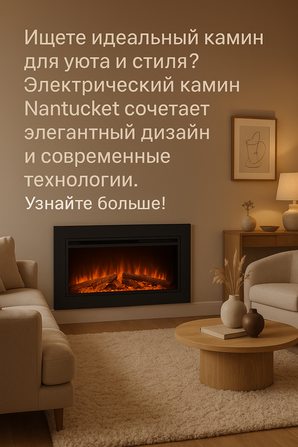 Электрический камин Metropolis с эффектом огня Spectrafire: уют, который не требует забот!