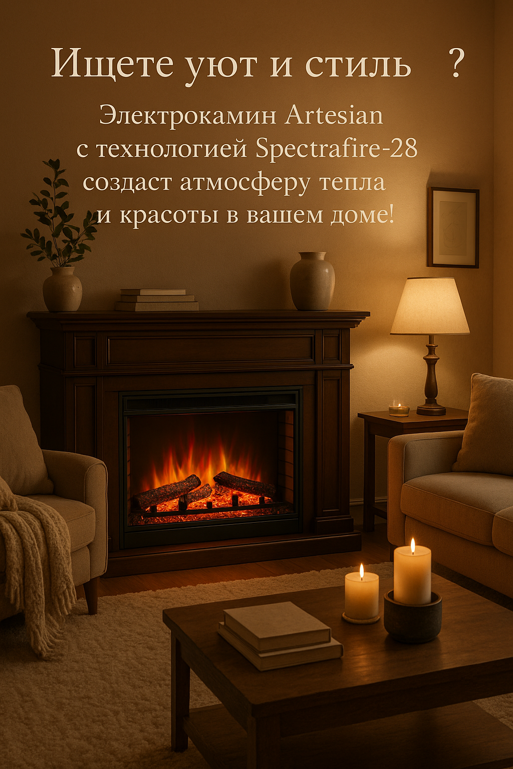 Как электрокамин Artesian с технологией Spectrafire-28 создаст неповторимый уют и стиль в вашем интерьере