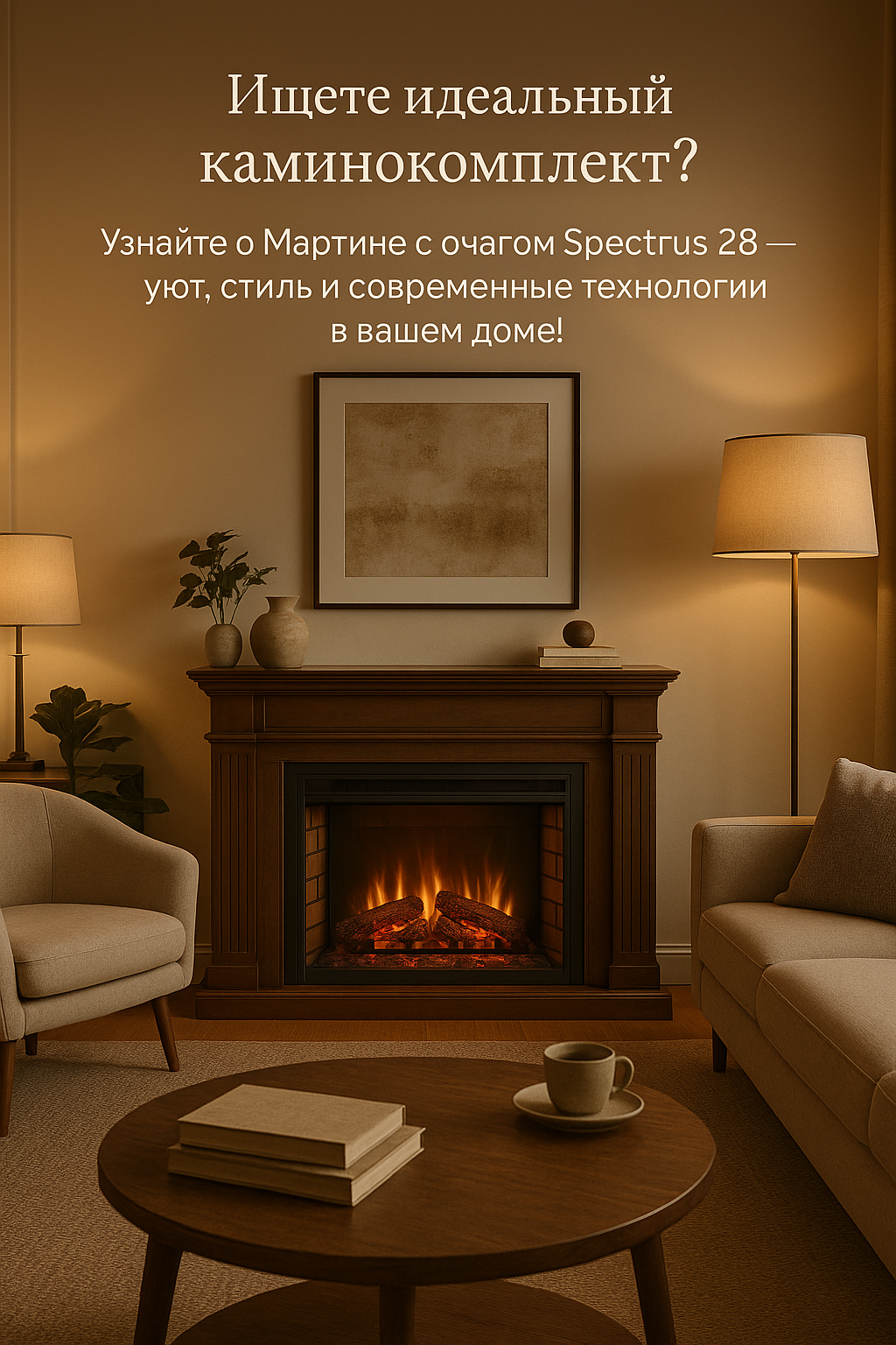 Каминокомплект Мартин с очагом Spectrus 28 создаст уют и атмосферу тепла в вашем доме без лишних забот
