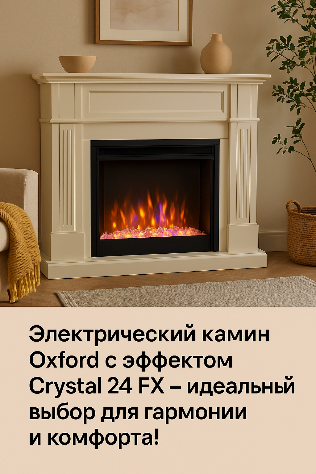 Электрический камин Oxford с эффектом Crystal 24 FX: как создать настоящий уют и тепло в вашем доме