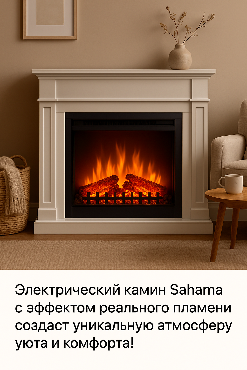 Электрический камин Sahama: создайте уют и стиль в вашем доме с реалистичным пламенем и современными функциями