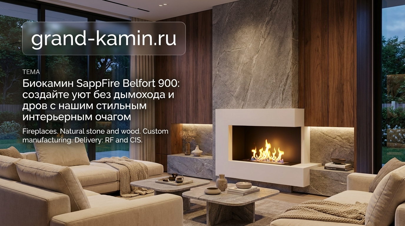 Биокамин SappFire Belfort 900: создайте уют без дымохода и дров с нашим стильным интерьерным очагом