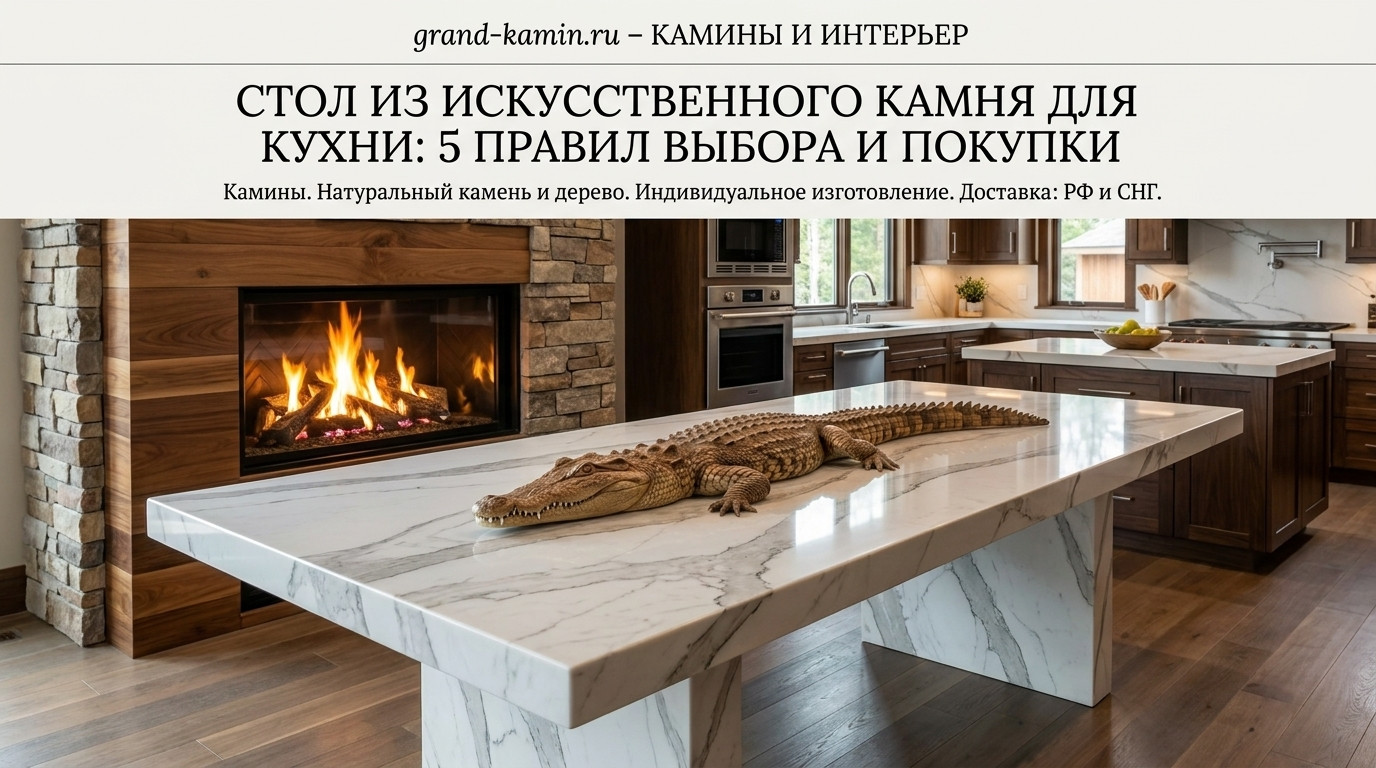 Кухонный стол из искусственного камня в современном интерьере
