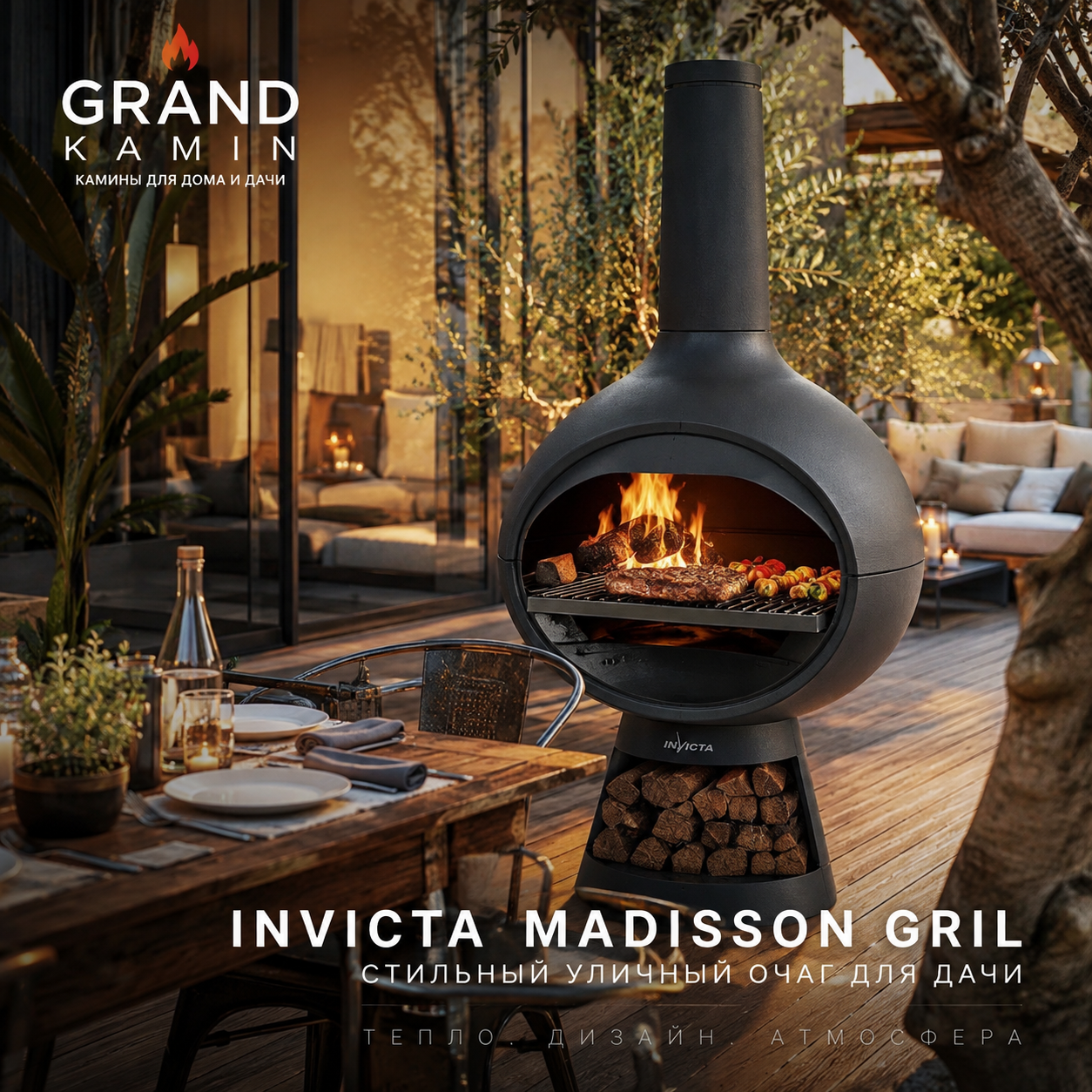 Барбекю Invicta Madisson Gril для дачи стильный уличный очаг цена характеристики и обзор