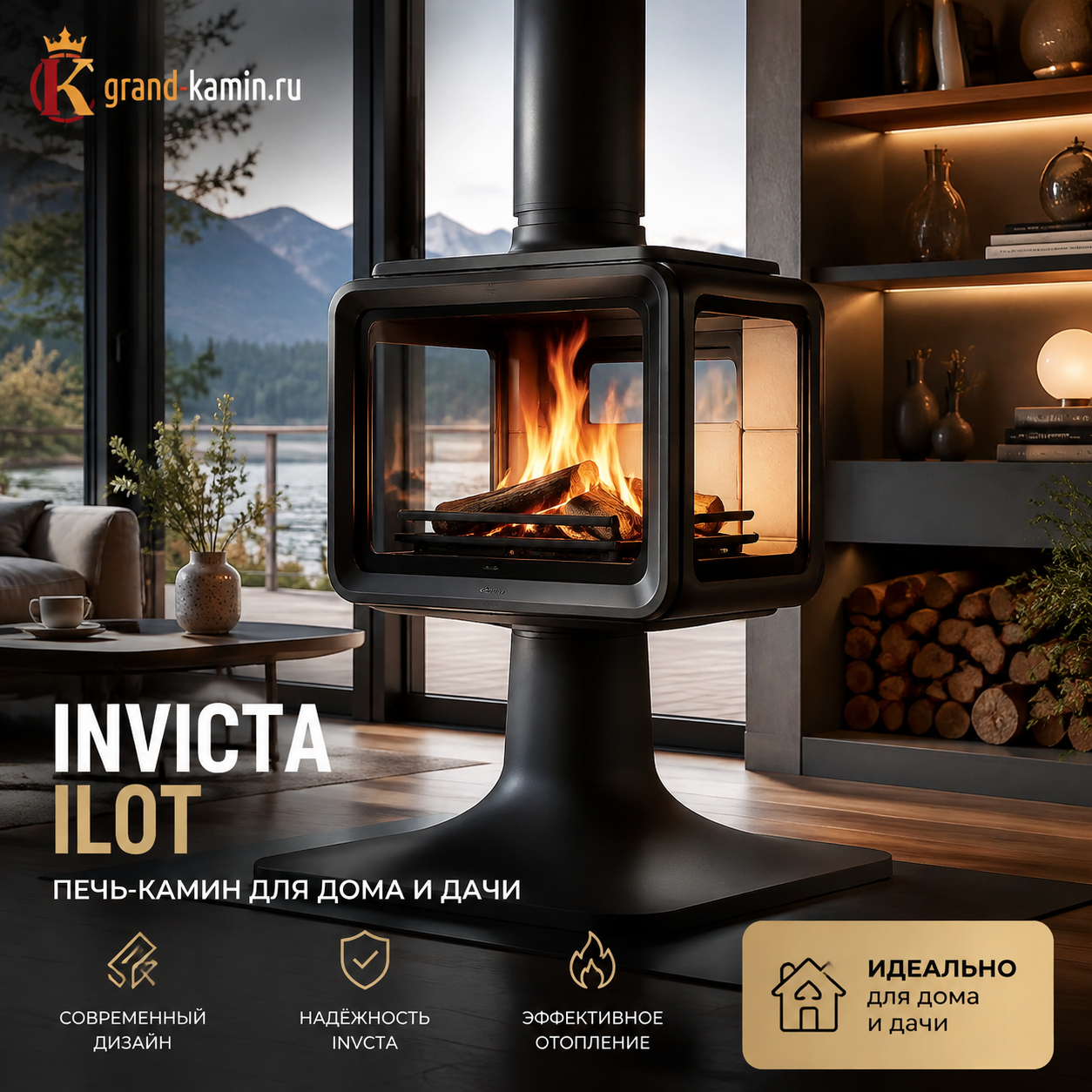 Печь камин Invicta Ilot для дома и дачи обзор характеристик цены и преимуществ