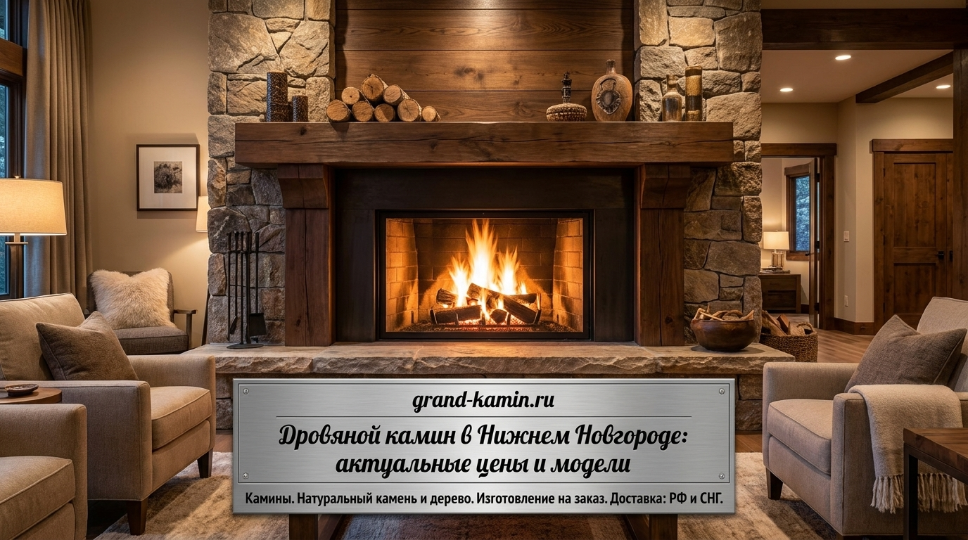 Фотография дровяного камина в интерьере для каталога цен и моделей в Нижнем Новгороде